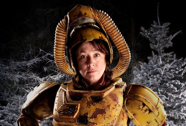 Arabella Weir on set in the Doctor Who Christmas special Photo: BBC/ Adrian Rogers