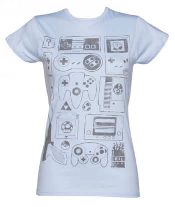 Women's Light Blue Old School Gamer T-Shirt