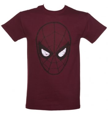 Men's Burgundy Amazing Spider-Man Mask T-Shirt