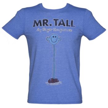 Men's Heather Blue Mr Tall Mr Men T-Shirt