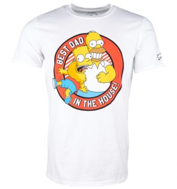 Men's White The Simpsons Best Dad In The House T-Shirt