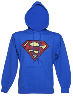 Blue Distressed Superman Logo Hoodie