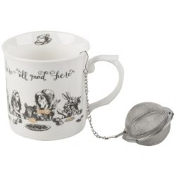 Alice In Wonderland Victoria & Albert Museum China High Tea Mug and Infuser Gift Set