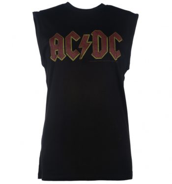Black AC/DC Logo Sleeveless T-Shirt from Amplified