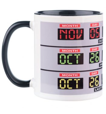 Delorean Time Lines Black Handle Mug