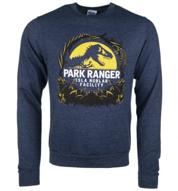 Jurassic Park Isla Nublar Facility Heather Navy Sweater