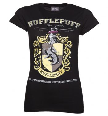 Women's Black Harry Potter Hufflepuff Team Quidditch T-Shirt