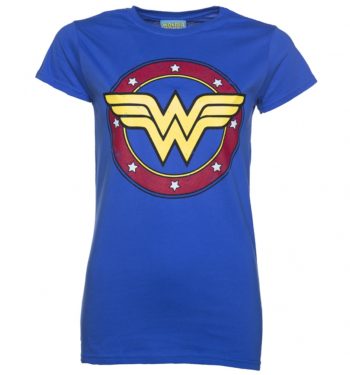 Women's Blue Wonder Woman Circle Logo T-Shirt