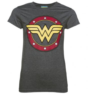 Women's Charcoal Marl Wonder Woman Circle Logo T-Shirt