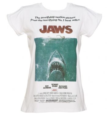 Women's Jaws Movie Poster Rolled Sleeve Boyfriend T-Shirt