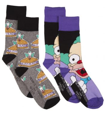 Men's 2pk Simpsons Krusty The Clown Socks