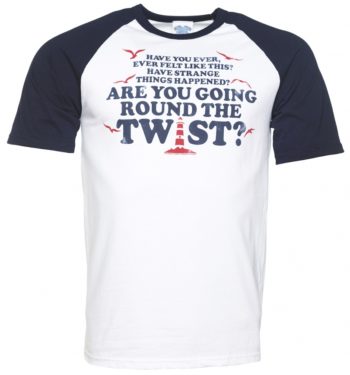 Men's Are You Going Round The Twist White And Navy Raglan Baseball T-Shirt