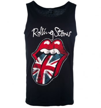 Men's Black The Rolling Stones UK Tongue Vest
