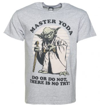 Men's Grey Marl Yoda Do Or Do Not Star Wars T-Shirt