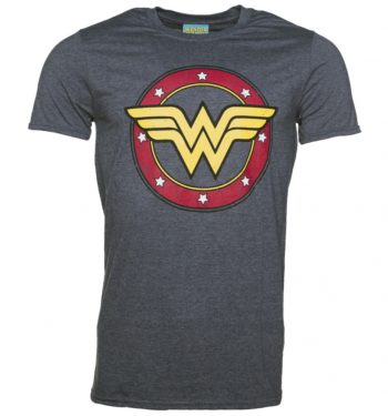 Men's Heather Navy Wonder Woman Circle Logo T-Shirt