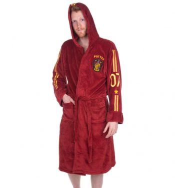Men's Red Harry Potter Quidditch Hooded Dressing Gown