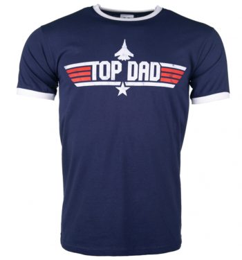 Men's Top Dad Blue And White Ringer T-Shirt