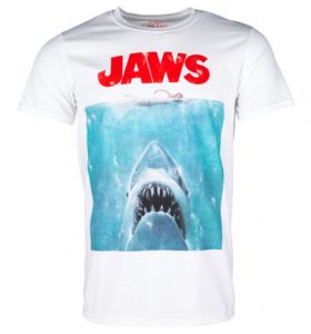Men's White Jaws Movie Poster T-Shirt