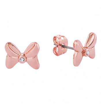 Rose Gold Plated Minnie Mouse Bow Stud Earrings With Crystals from Disney Couture