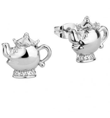 White Gold Plated Beauty & The Beast Mrs Potts Stud Earrings from Disney Couture