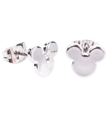 White Gold Plated Small Mickey Mouse Silhouette Stud Earrings from Disney Couture
