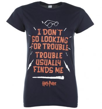 Women's Blue Harry Potter Looking For Trouble T-Shirt