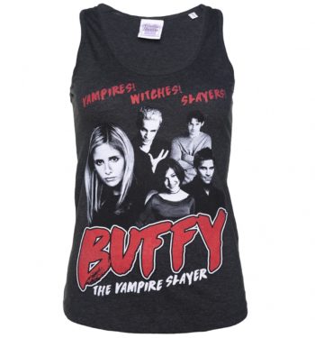 Women's Buffy the Vampire Slayer Gang Dark Heather Grey Vest