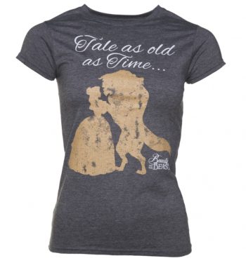 Women's Charcoal Marl Disney Beauty And The Beast Tale As Old As Time T-Shirt