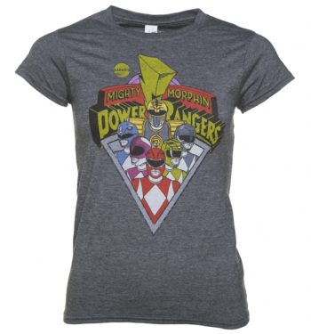 Women's Charcoal Marl Retro Power Rangers T-Shirt