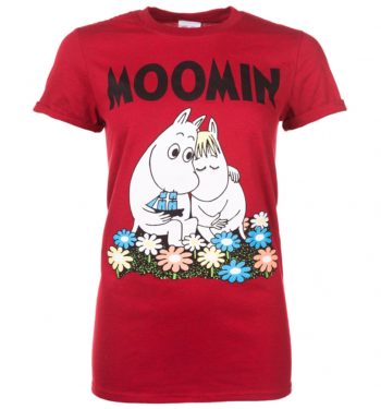 Women's Classic Moomins Red Marl Boyfriend Fit T-Shirt With Rolled Sleeves