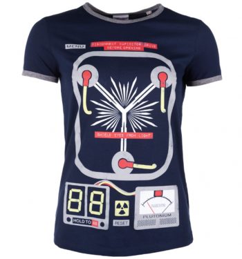 Women's Flux Capacitor Navy And Grey Ringer T-Shirt