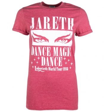 Women's Labyrinth Dance Magic Dance World Tour Heather Red Boyfriend Fit Rolled Sleeves T-Shirt