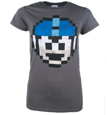 Women's Mega Man 1 Up Charcoal T-Shirt