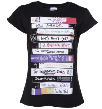 Women's Retro Video Tapes Rolled Sleeve Oversized T-Shirt