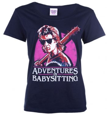 Women's Stranger Things Inspired Steve Adventures In Babysitting Navy Scoop Neck T-Shirt