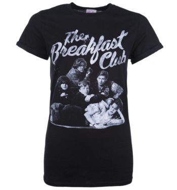 Women's The Breakfast Club Group Black Boyfriend Fit T-Shirt With Rolled Sleeves
