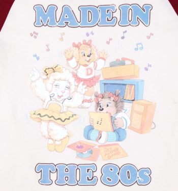 Women's The Get Along Gang Made In The 80s White And Burgundy Raglan Baseball T-Shirt