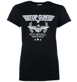Women's Top Gun Pete Mitchell Maverick Black Boyfriend Fit Rolled Sleeves T-Shirt