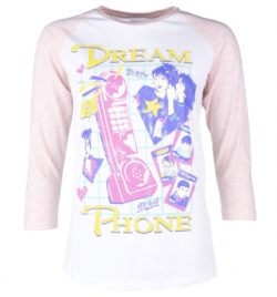 Women's White And Cream Heather Pink Dream Phone Raglan Baseball T-Shirt