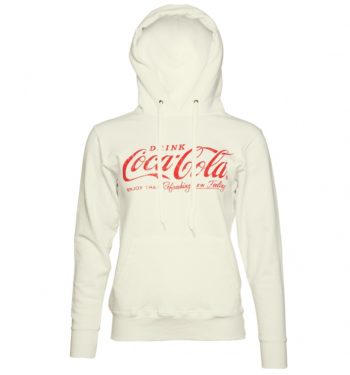Women's White Drink Coca-Cola Logo Hoodie
