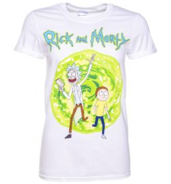 Women's White Rick And Morty Portal Boyfriend T-Shirt With Back Print