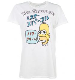Women's White Simpsons Mr Sparkle Boyfriend T-Shirt
