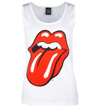 Women's White The Rolling Stones Tongue Logo Vest