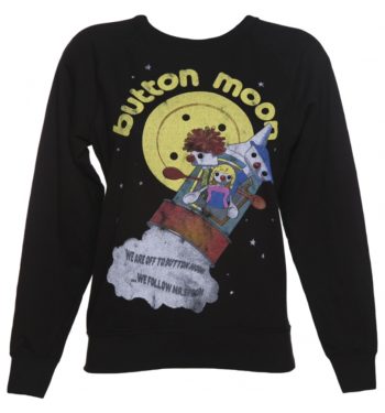 Women's Black We're Off To Button Moon Sweater