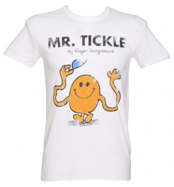Men's White Mr Tickle Mr Men T-Shirt