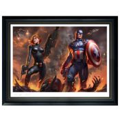 Captain America and Black Widow Marvel Art Print